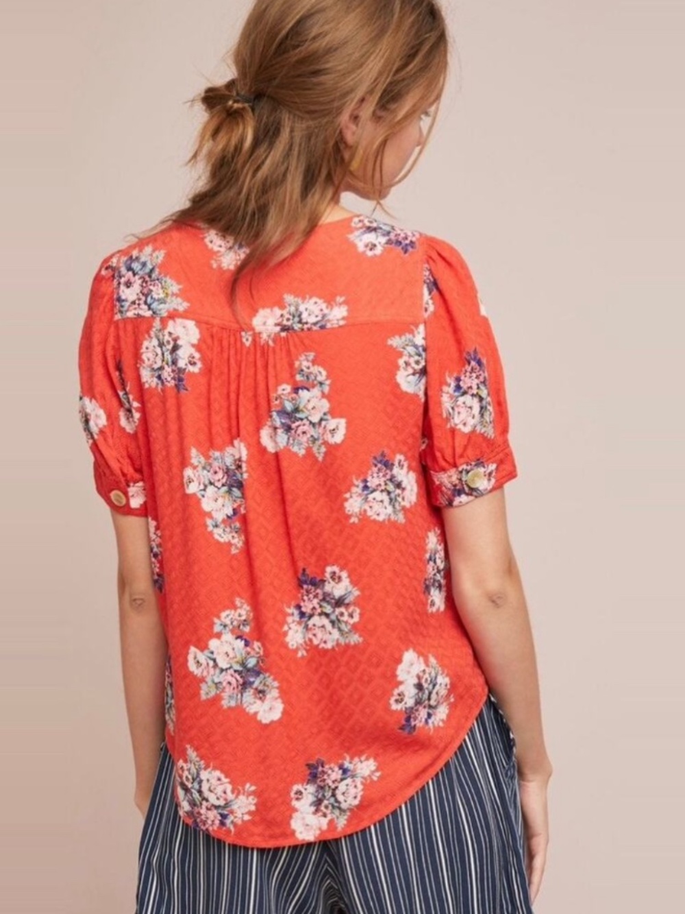 Maeve Red Floral Hansley Button down Top Anthropologie size 4 - Picture 2 of 4